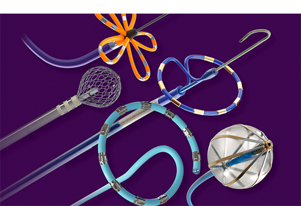 Pulsed field ablation catheters play an important role in cardiology for AFib treatment and can come in a variety of shapes and sizes. The catheters shown here are for (from top to bottom) Boston Scientific's Farapulse, Medtronic's Affera, Medtronic's Pulse Select, J&J's Varipulse, and Abbott's Volt.